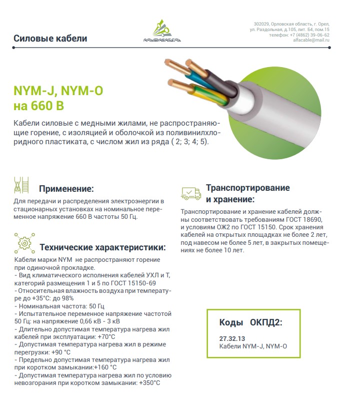 Кабели силовые кабель nym (нум) (ту 3521-009- 05755714-98) соответствует кабелю nym (стандарт германии din 57250)