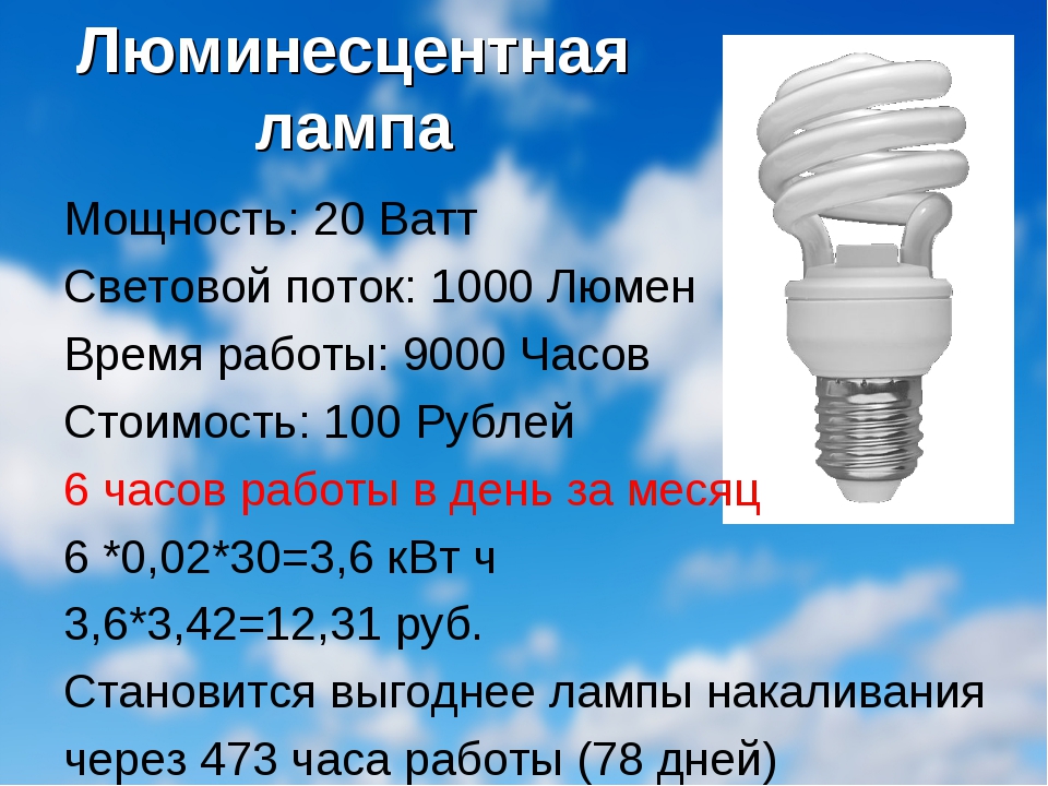 Энергосберегающие люминесцентные лампы, таблица мощности, преимущества, принцип действия, рекомендации по выбору