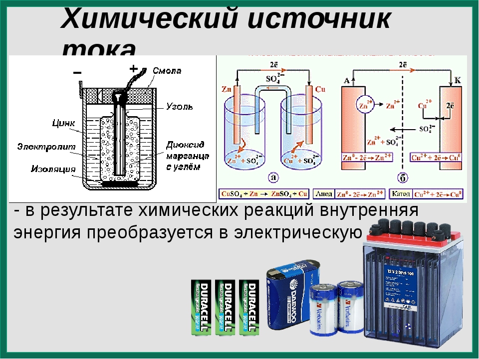 Химические источники тока состоят из электродов и электролита Электрод, на котором окисляется восстановительБатарейкиСахарная