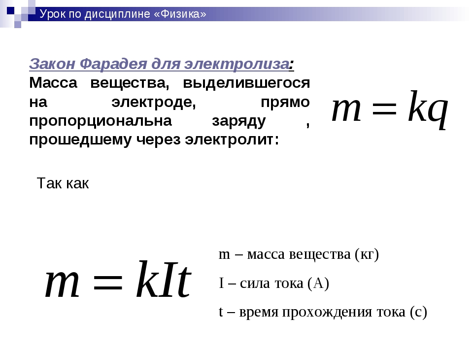 Масса тока. Закон электролиза Фарадея формула. Закон Фарадея формула электролиз химия. Первый закон Фарадея для электролиза. 1 Закон Фарадея для электролиза.