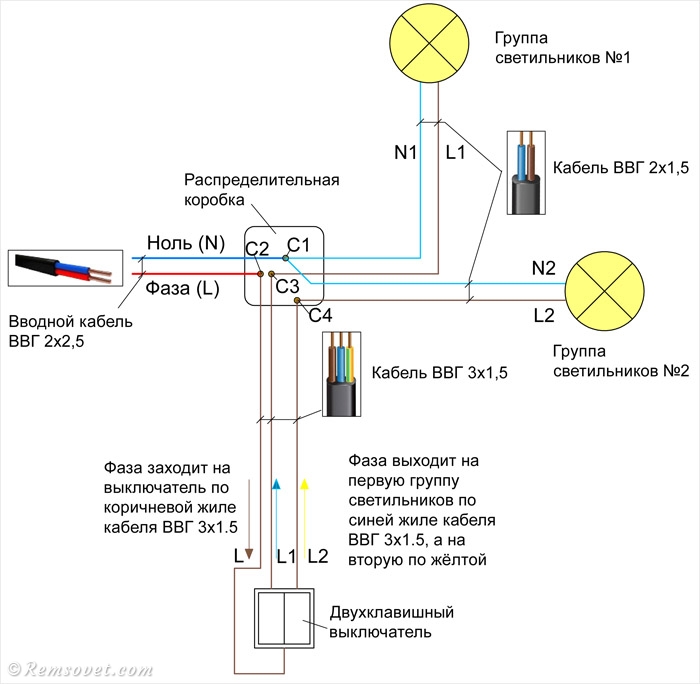 Порядок и схема подключения люстры к двойному выключателю. как подключить люстру к выключателю