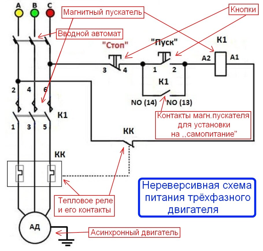 Схемы подключения пускателей с реверсом - tokzamer.ru