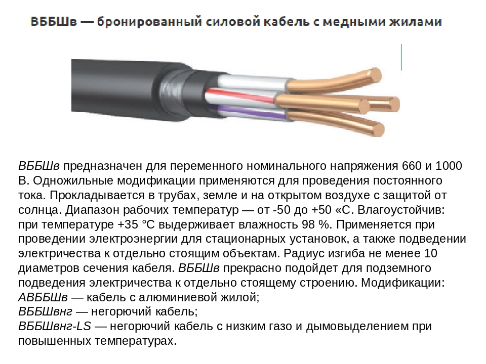 Описание и характеристики силового бронированного кабеля Конструкция кабеля, маркировка, расшифровка наименования, прокладка и разделка