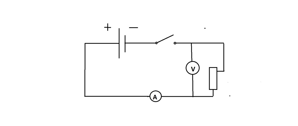 Начертите схему электрической цепи состоящей из источника тока ключа реостата и амперметра